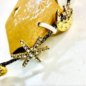 Celestial Moon Stars Gold Rhinestone Headband New